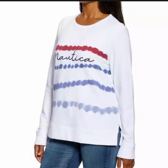 NWT Nautica Womens Crewneck Pullover Red white Blu - Picture 5 of 5